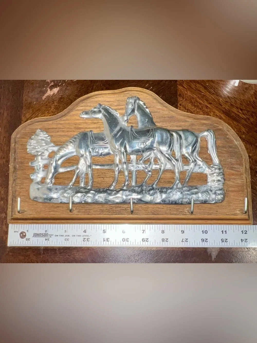 Vari Disenos Ismael Valenzuela Romo Wood Pewter Horse Hanging Key Holder Mexico